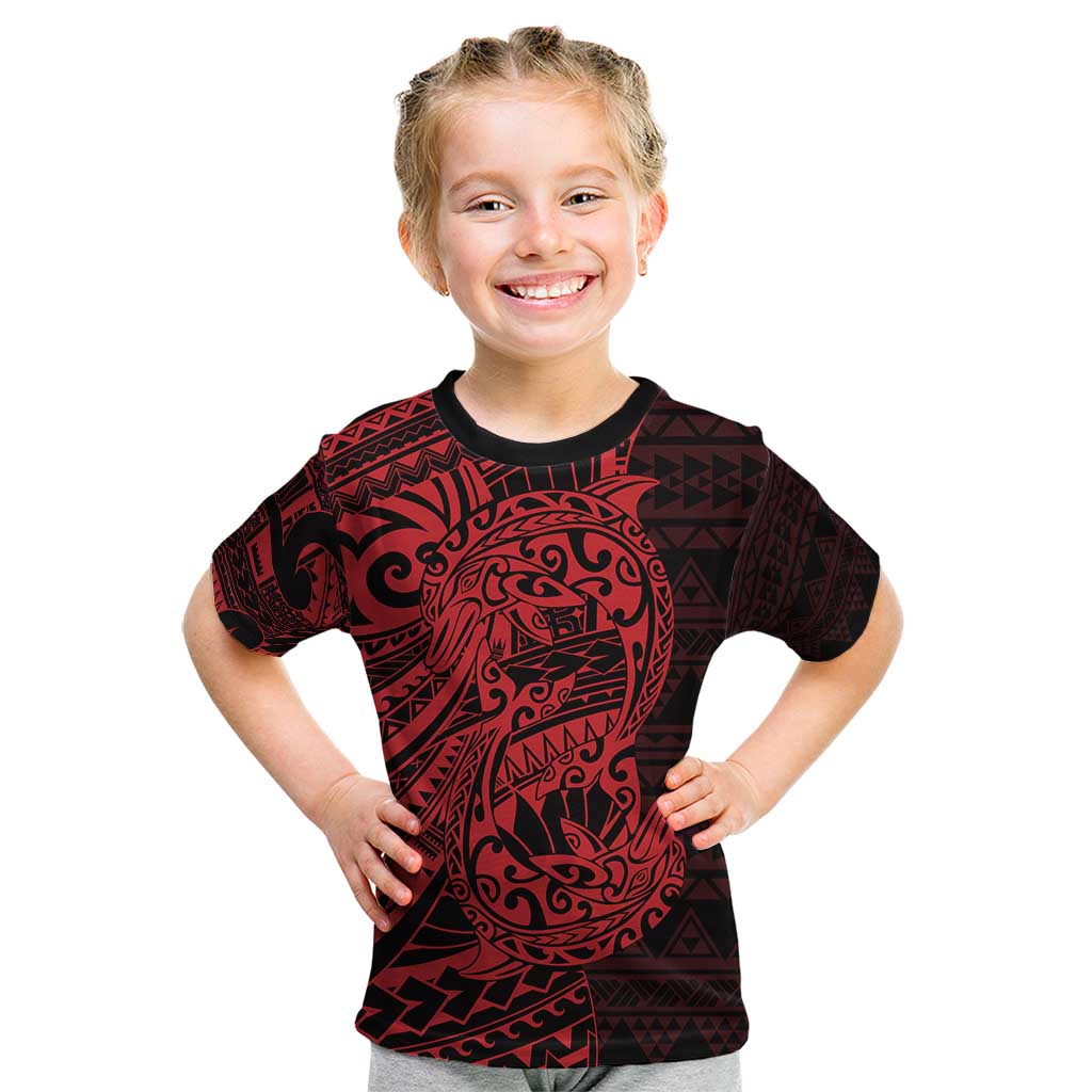 Red Couple Dolphins Maori Polynesian Style Kid T Shirt LT9 Red - Polynesian Pride