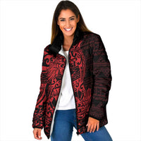 Red Couple Dolphins Maori Polynesian Style Padded Jacket - Polynesian Pride