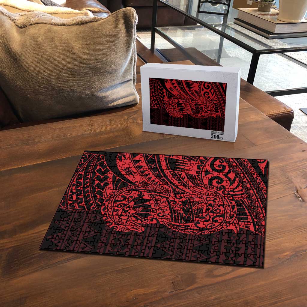 Red Couple Dolphins Maori Polynesian Style Puzzle - Polynesian Pride