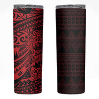 Red Couple Dolphins Maori Polynesian Style Skinny Tumbler LT9 Red - Polynesian Pride