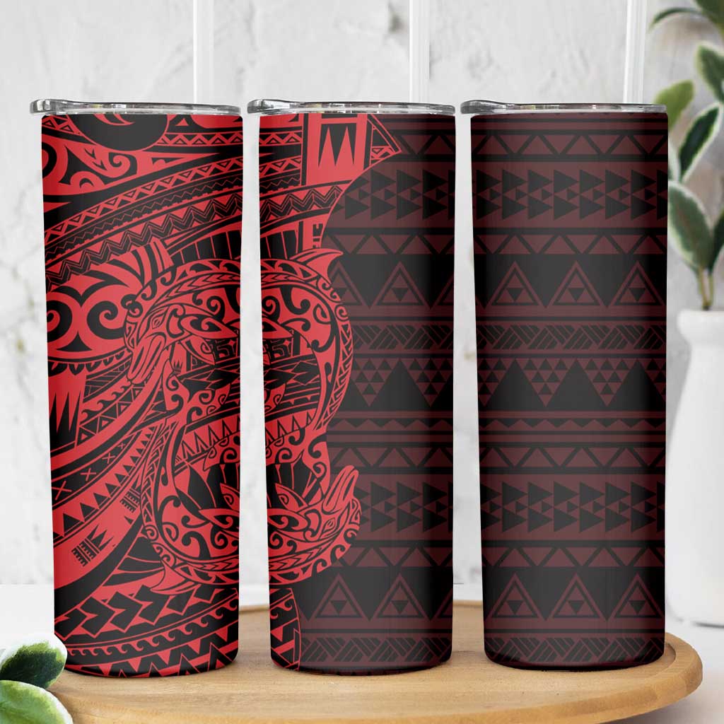 Red Couple Dolphins Maori Polynesian Style Skinny Tumbler LT9 - Polynesian Pride