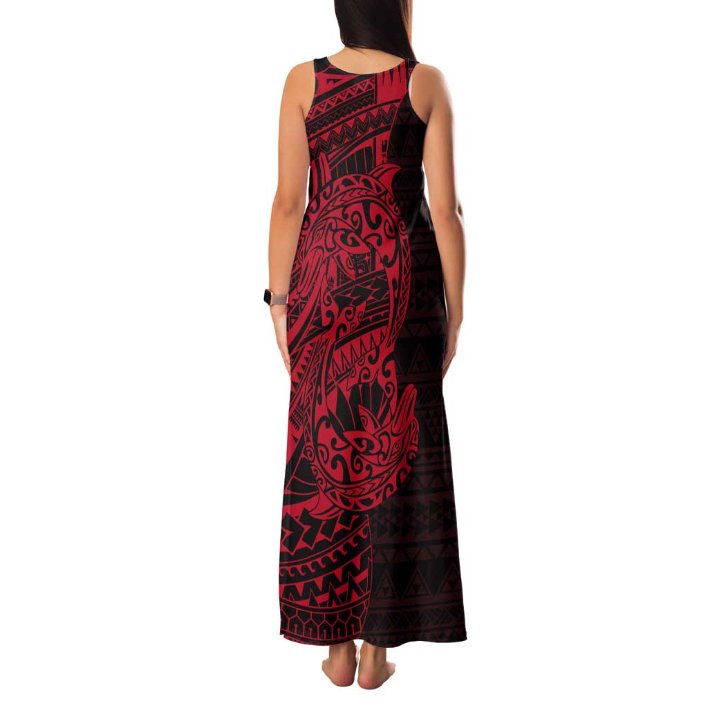 Red Couple Dolphins Maori Polynesian Style Tank Maxi Dress