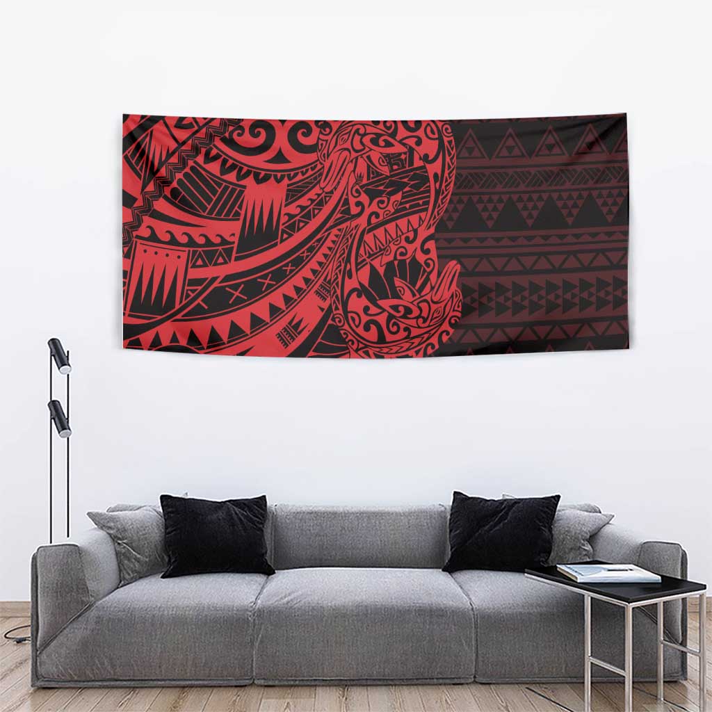 Red Couple Dolphins Maori Polynesian Style Tapestry