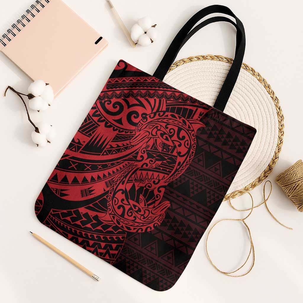 Red Couple Dolphins Maori Polynesian Style Tote Bag - Polynesian Pride