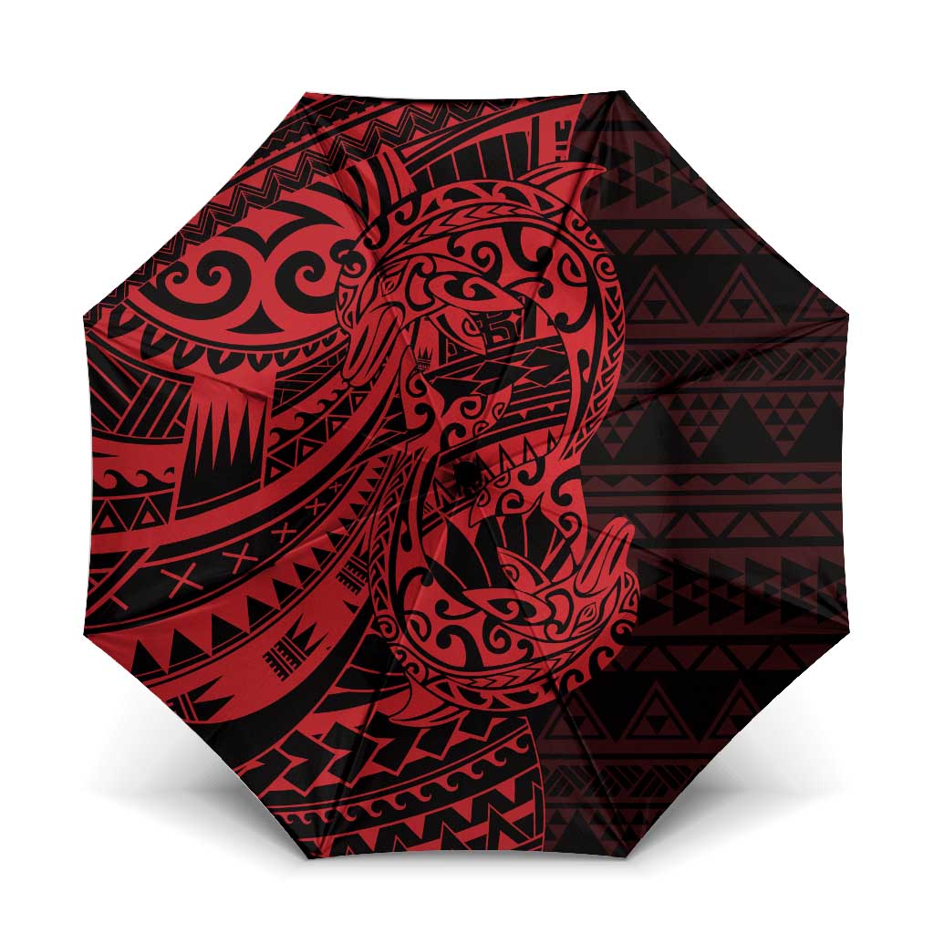 Red Couple Dolphins Maori Polynesian Style Umbrella - Polynesian Pride