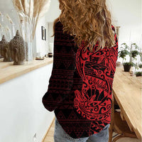 Red Couple Dolphins Maori Polynesian Style Women Casual Shirt LT9 - Polynesian Pride