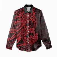 Red Couple Dolphins Maori Polynesian Style Women Casual Shirt LT9 - Polynesian Pride