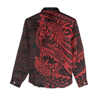 Red Couple Dolphins Maori Polynesian Style Women Casual Shirt LT9 - Polynesian Pride