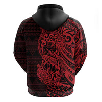 Red Couple Dolphins Maori Polynesian Style Zip Hoodie