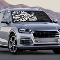 White Couple Dolphins Maori Polynesian Style Auto Sun Shade - Polynesian Pride