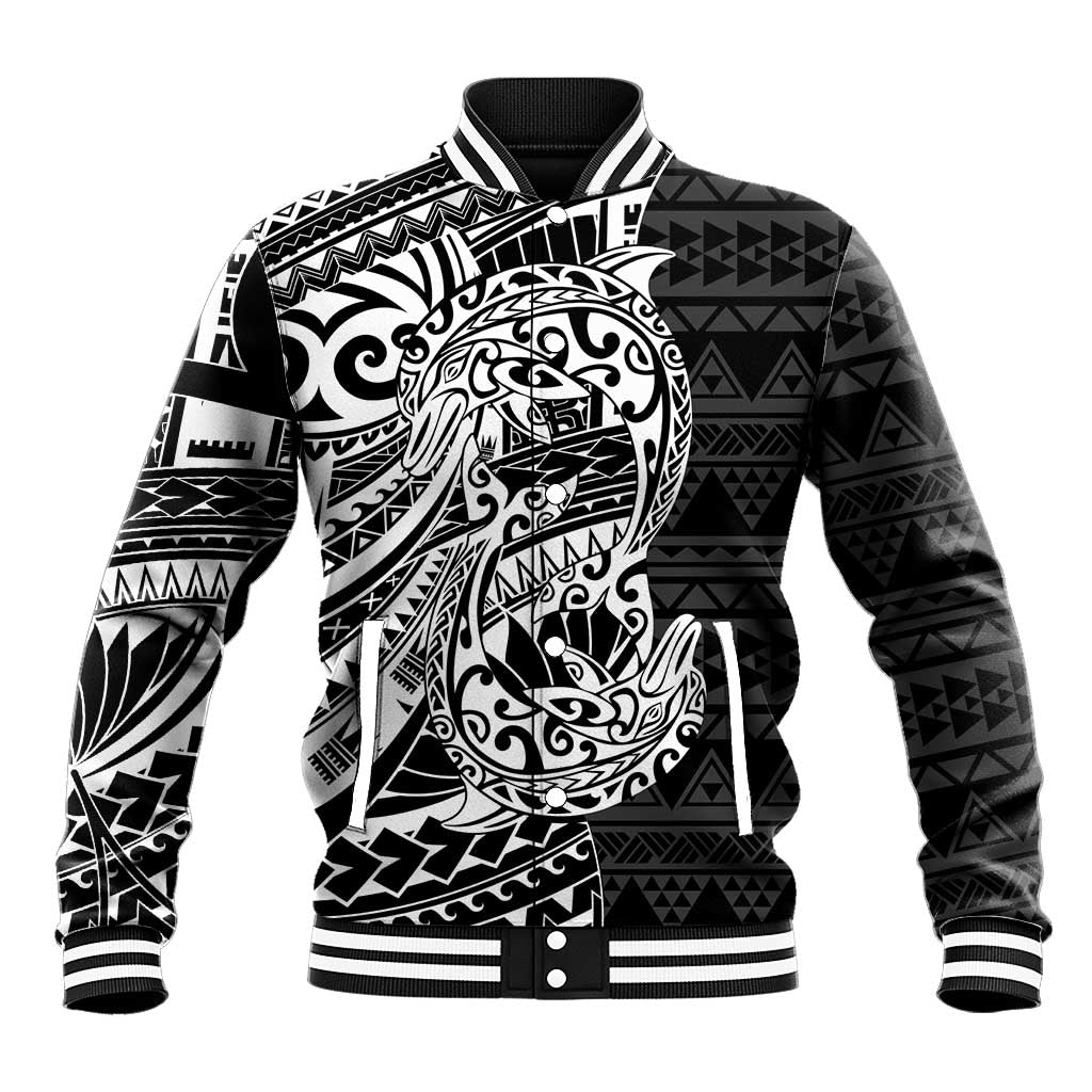 White Couple Dolphins Maori Polynesian Style Baseball Jacket LT9 Unisex White - Polynesian Pride