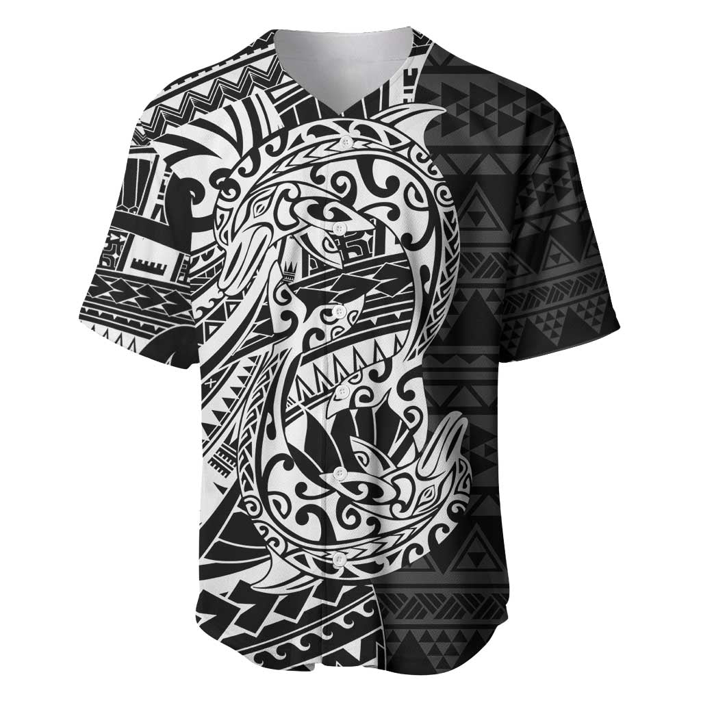 White Couple Dolphins Maori Polynesian Style Baseball Jersey LT9 White - Polynesian Pride