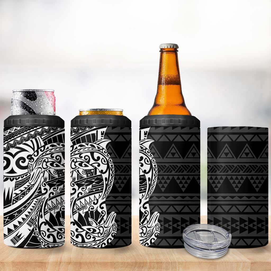 White Couple Dolphins Maori Polynesian Style 4 in 1 Can Cooler Tumbler