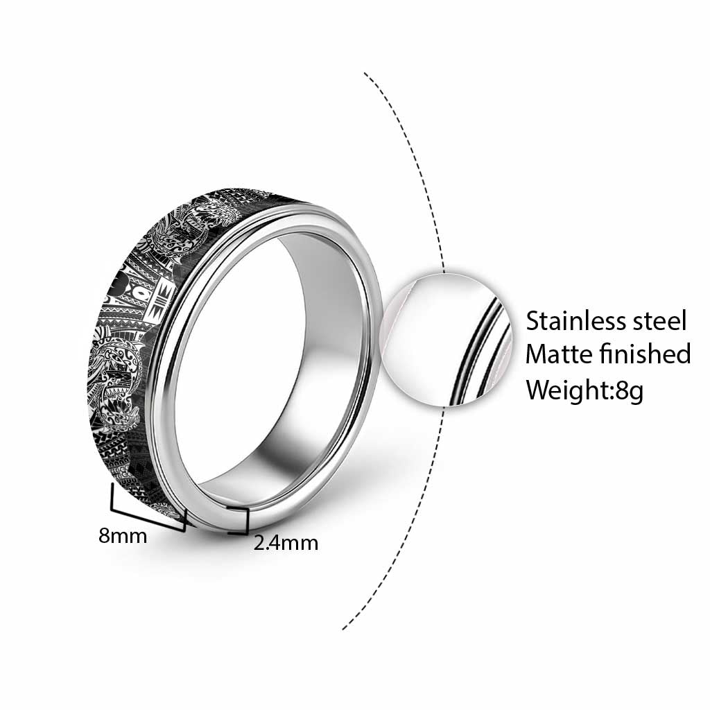 White Couple Dolphins Maori Polynesian Style Classic Ring - Polynesian Pride