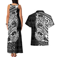 White Couple Dolphins Maori Polynesian Style Couples Matching Tank Maxi Dress and Hawaiian Shirt LT9 - Polynesian Pride