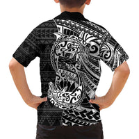 White Couple Dolphins Maori Polynesian Style Family Matching Off Shoulder Short Dress and Hawaiian Shirt LT9 - Polynesian Pride