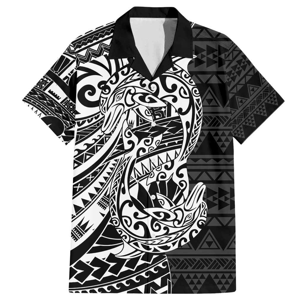 White Couple Dolphins Maori Polynesian Style Family Matching Puletasi and Hawaiian Shirt LT9 Dad's Shirt - Short Sleeve White - Polynesian Pride