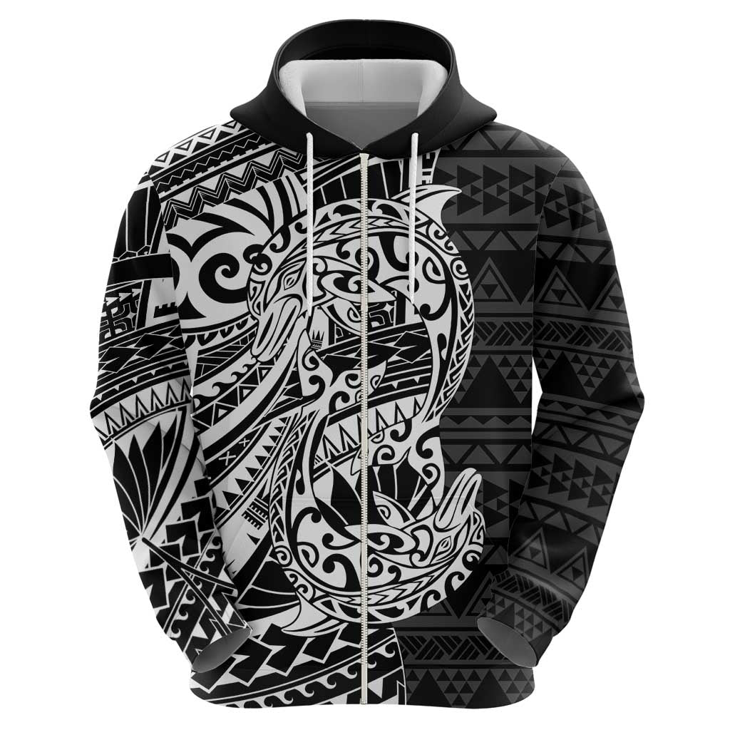 White Couple Dolphins Maori Polynesian Style Hoodie