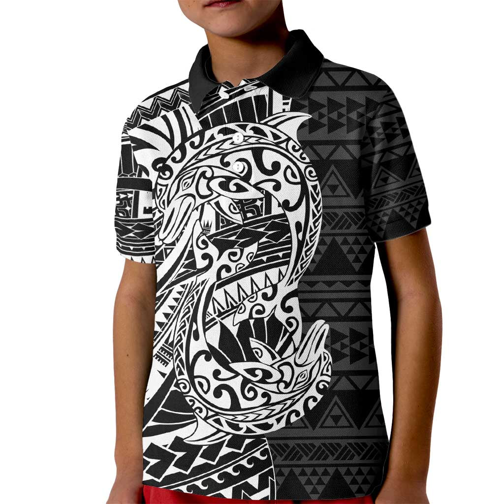 White Couple Dolphins Maori Polynesian Style Kid Polo Shirt LT9 Kid White - Polynesian Pride