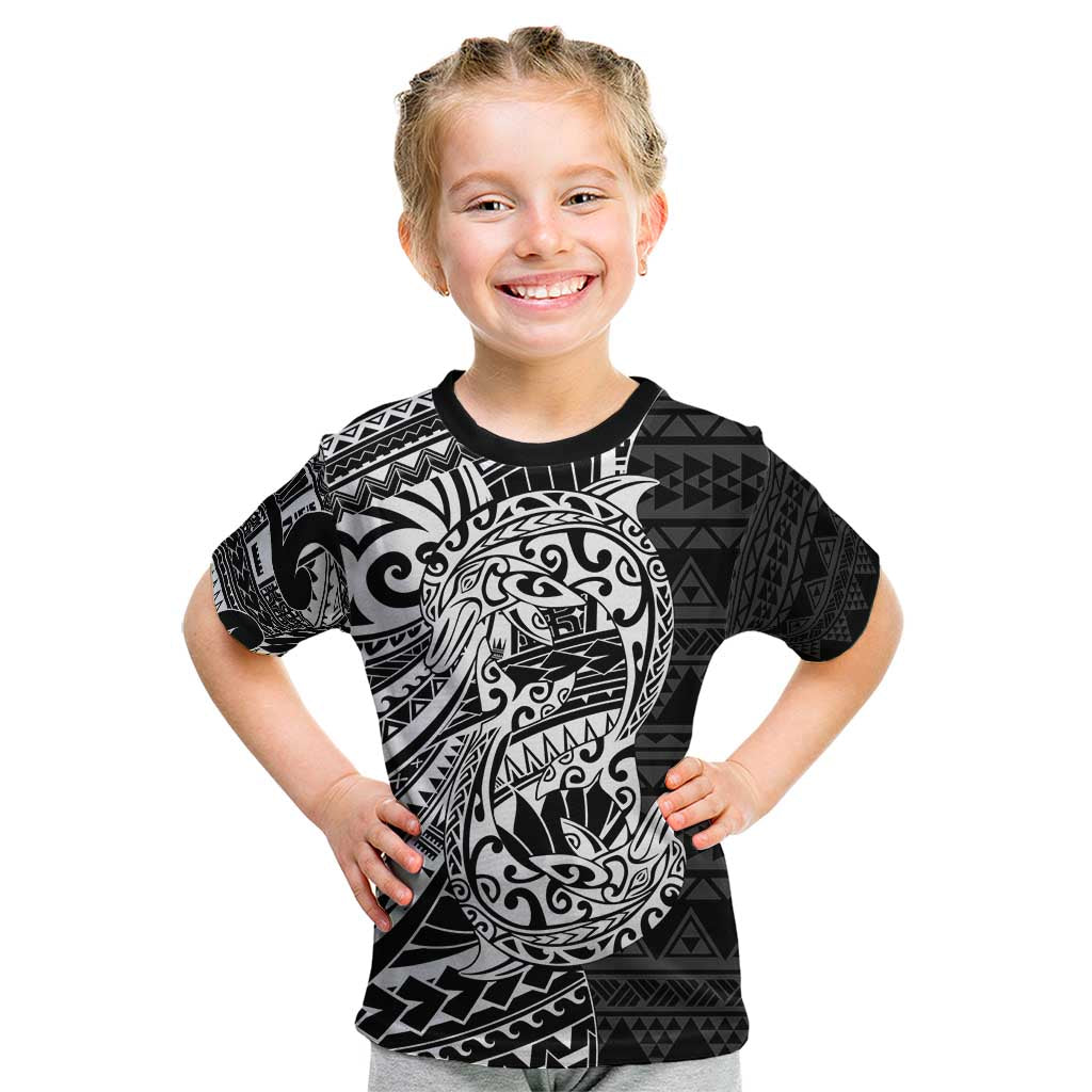 White Couple Dolphins Maori Polynesian Style Kid T Shirt LT9 White - Polynesian Pride