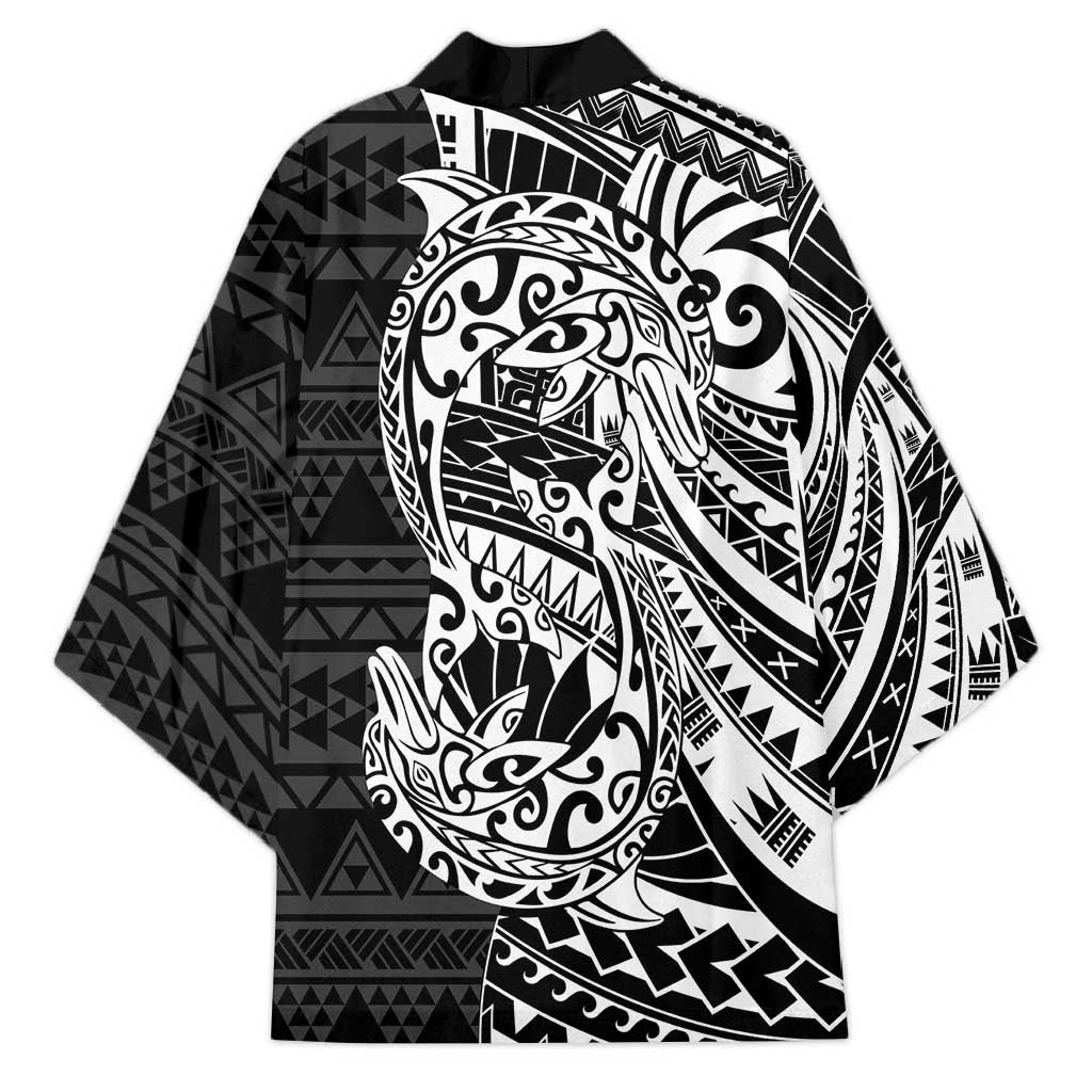 White Couple Dolphins Maori Polynesian Style Kimono - Polynesian Pride