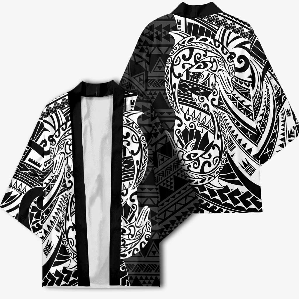 White Couple Dolphins Maori Polynesian Style Kimono - Polynesian Pride
