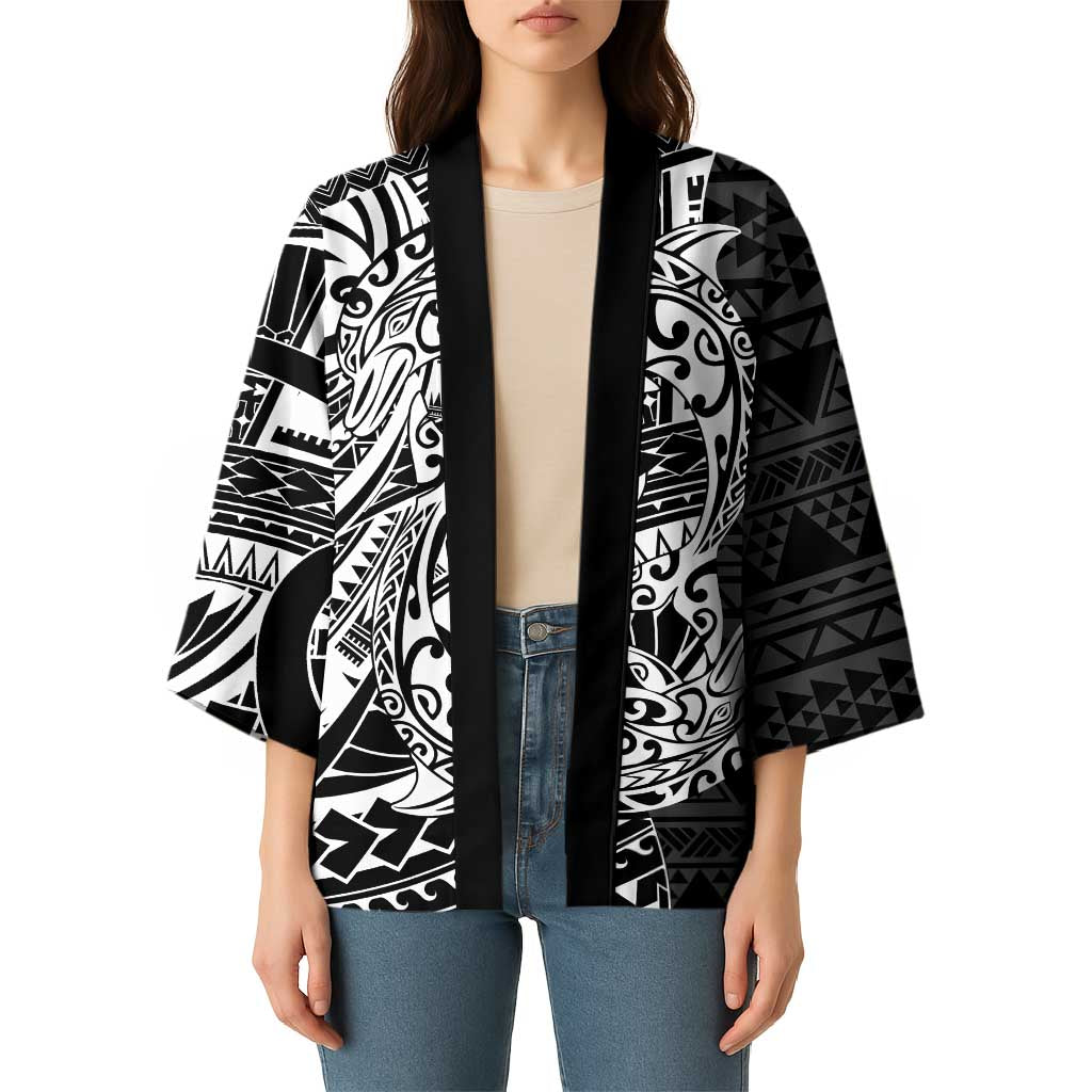 White Couple Dolphins Maori Polynesian Style Kimono - Polynesian Pride