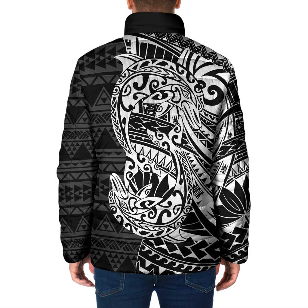 White Couple Dolphins Maori Polynesian Style Padded Jacket - Polynesian Pride