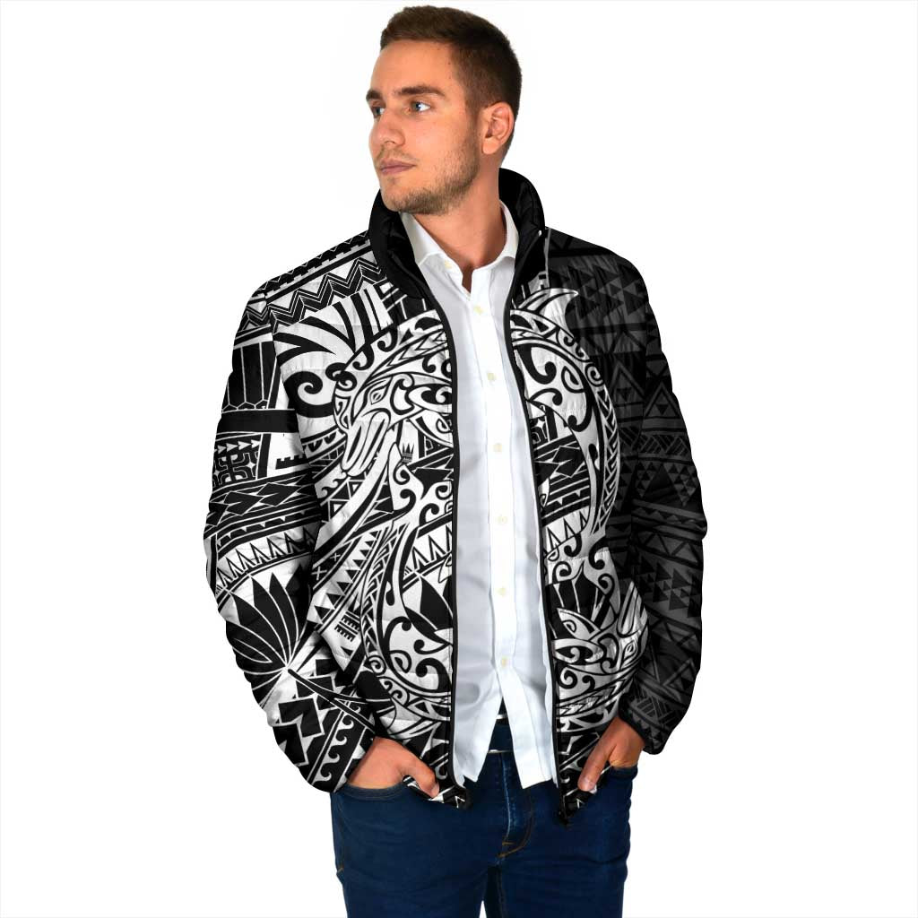 White Couple Dolphins Maori Polynesian Style Padded Jacket - Polynesian Pride