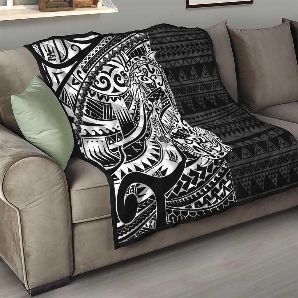 White Couple Dolphins Maori Polynesian Style Quilt