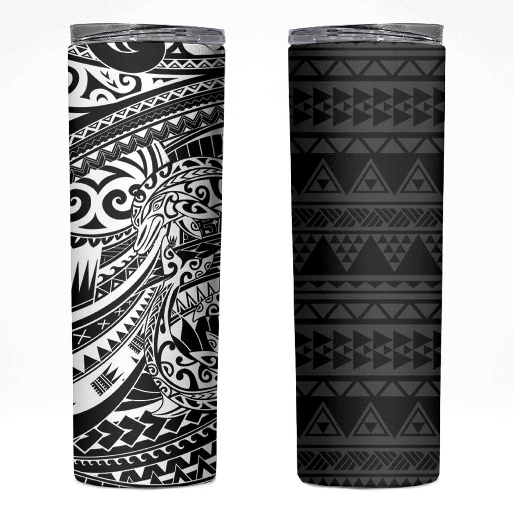 White Couple Dolphins Maori Polynesian Style Skinny Tumbler LT9 White - Polynesian Pride