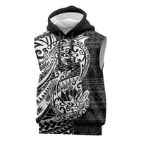 White Couple Dolphins Maori Polynesian Style Sleeveless Hoodie - Polynesian Pride