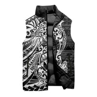 White Couple Dolphins Maori Polynesian Style Sleeveless Puffer Jacket - Polynesian Pride