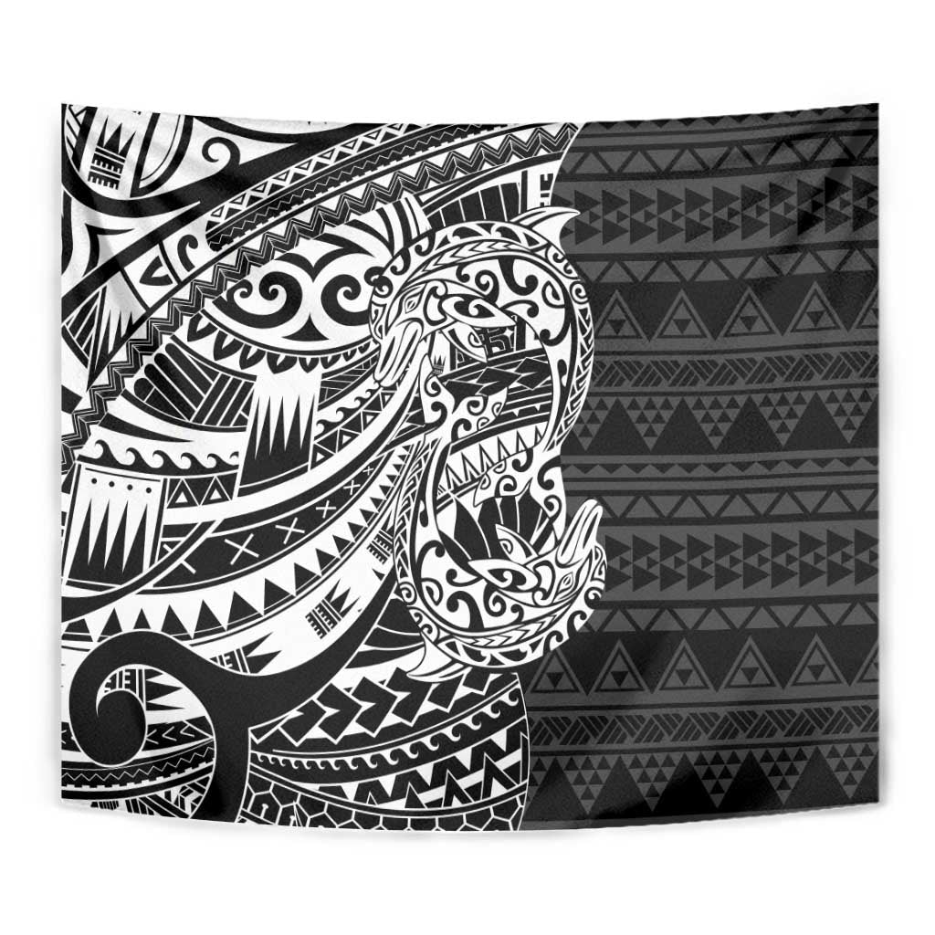 White Couple Dolphins Maori Polynesian Style Tapestry