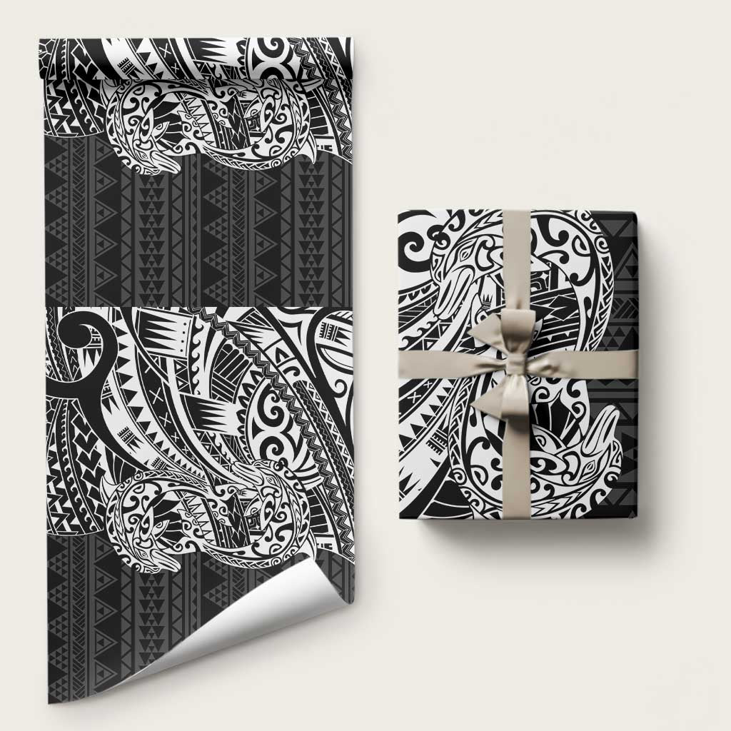 White Couple Dolphins Maori Polynesian Style Wrapping Paper - Polynesian Pride