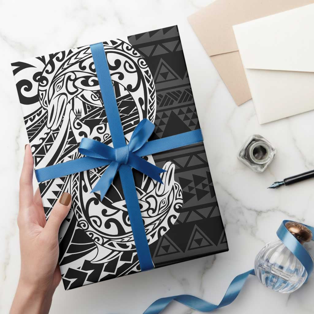 White Couple Dolphins Maori Polynesian Style Wrapping Paper - Polynesian Pride