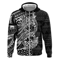 White Couple Dolphins Maori Polynesian Style Zip Hoodie