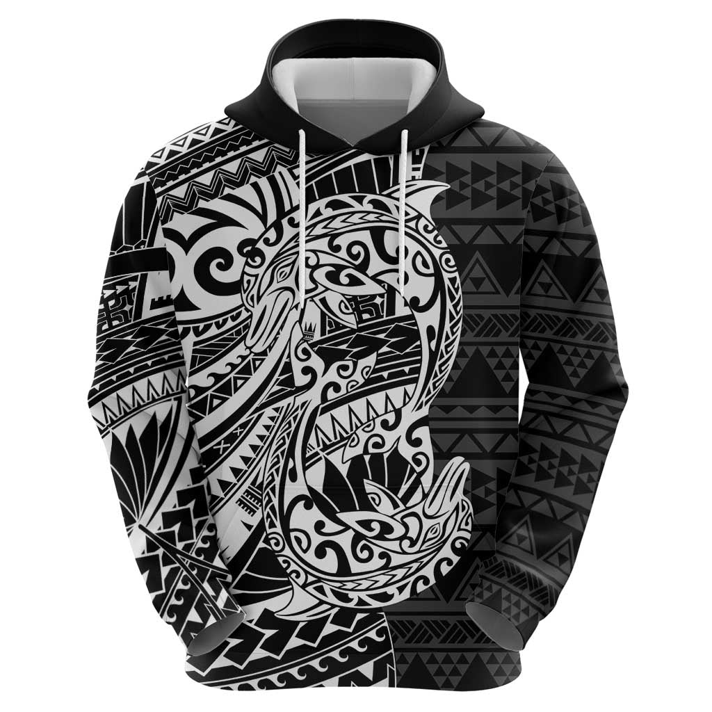 White Couple Dolphins Maori Polynesian Style Zip Hoodie