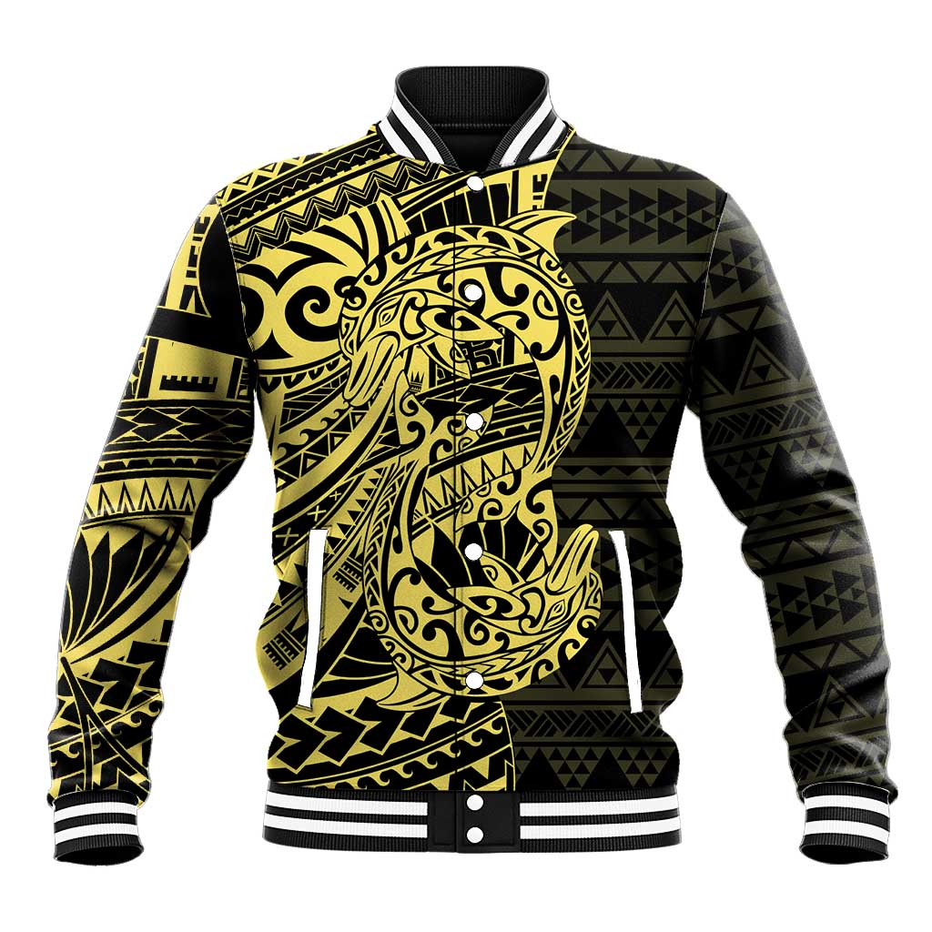 Yellow Couple Dolphins Maori Polynesian Style Baseball Jacket LT9 Unisex Yellow - Polynesian Pride