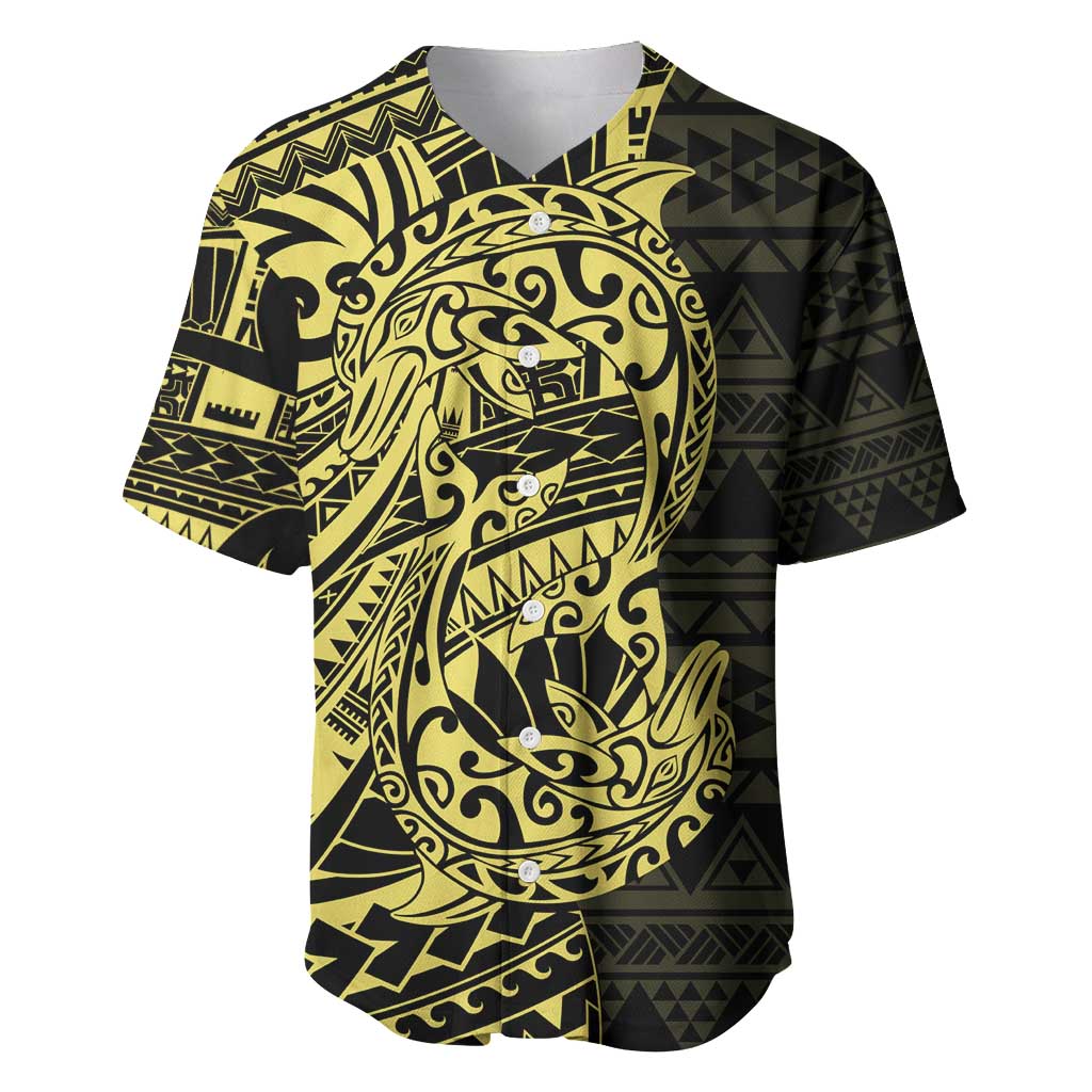 Yellow Couple Dolphins Maori Polynesian Style Baseball Jersey LT9 Yellow - Polynesian Pride