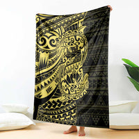 Yellow Couple Dolphins Maori Polynesian Style Blanket
