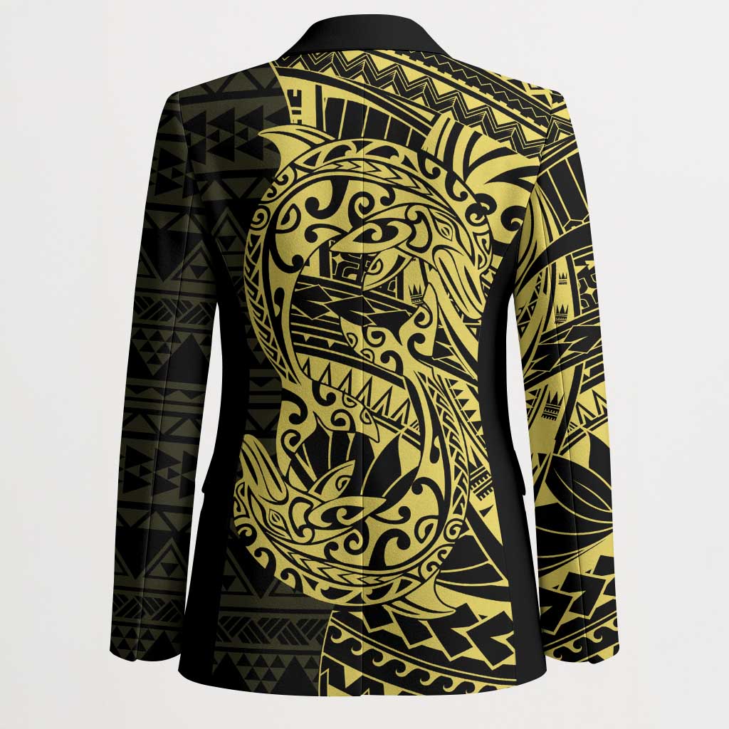 Yellow Couple Dolphins Maori Polynesian Style Blazer - Polynesian Pride