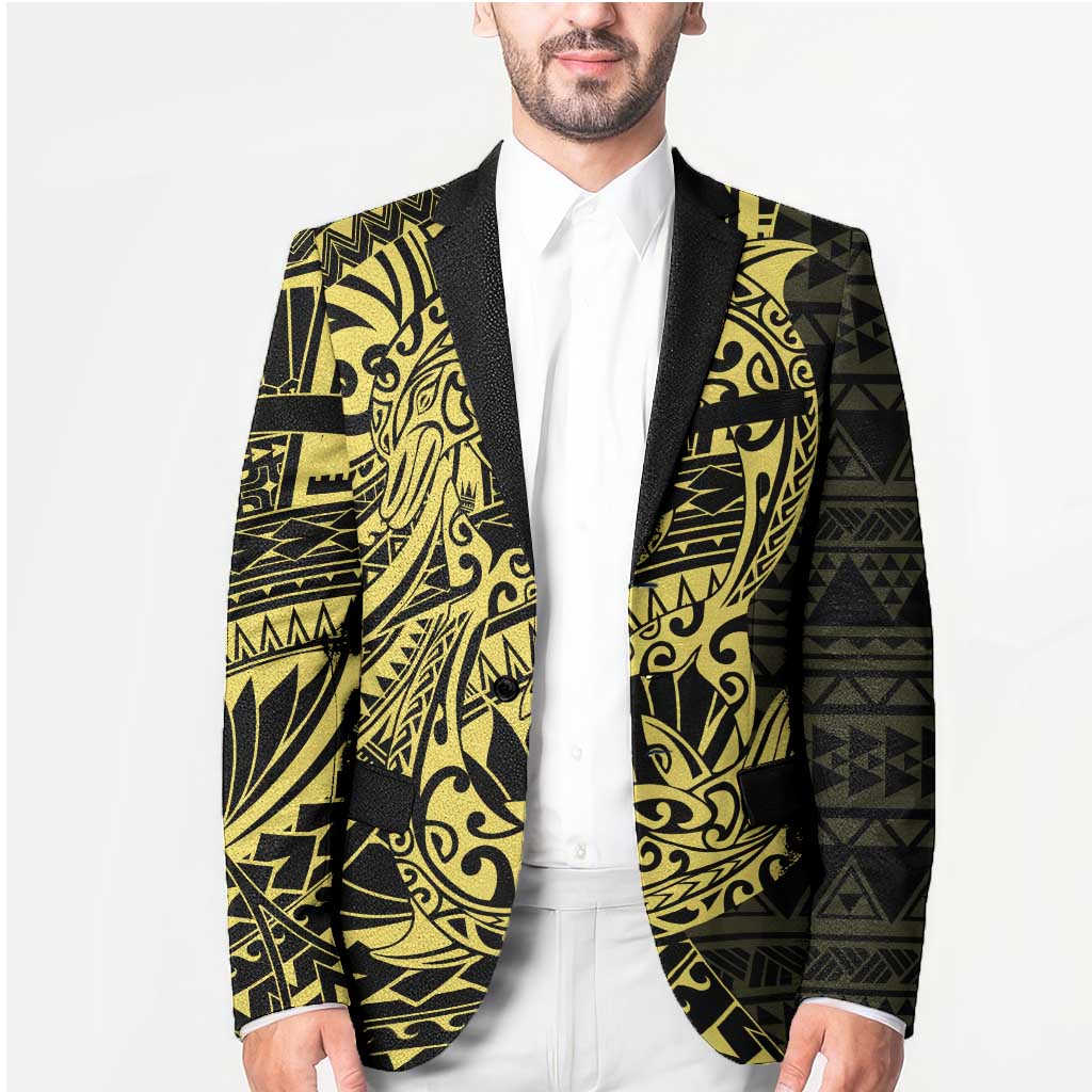 Yellow Couple Dolphins Maori Polynesian Style Blazer - Polynesian Pride