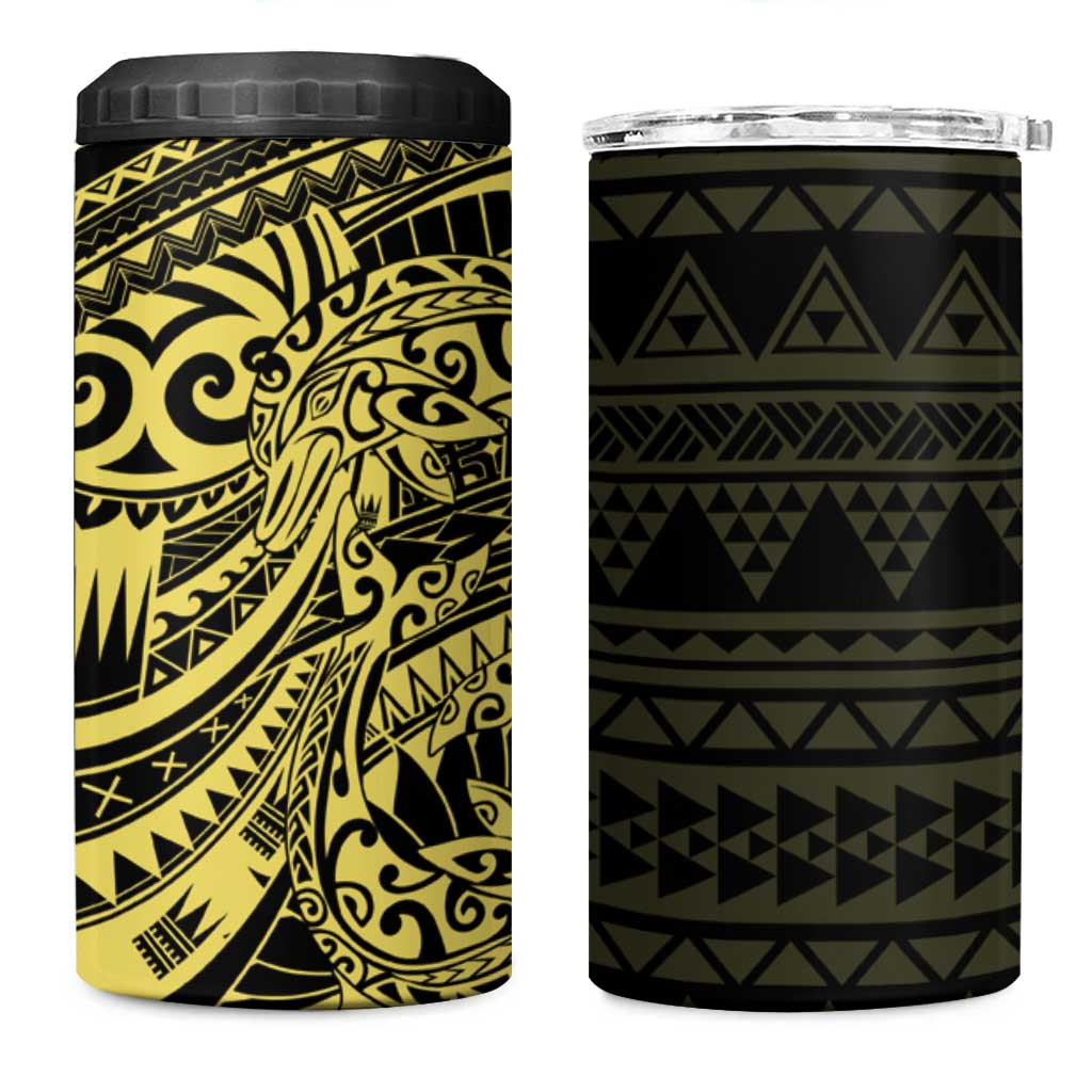 Yellow Couple Dolphins Maori Polynesian Style 4 in 1 Can Cooler Tumbler LT9 One Size: 16 oz Yellow - Polynesian Pride