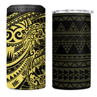 Yellow Couple Dolphins Maori Polynesian Style 4 in 1 Can Cooler Tumbler LT9 One Size: 16 oz Yellow - Polynesian Pride