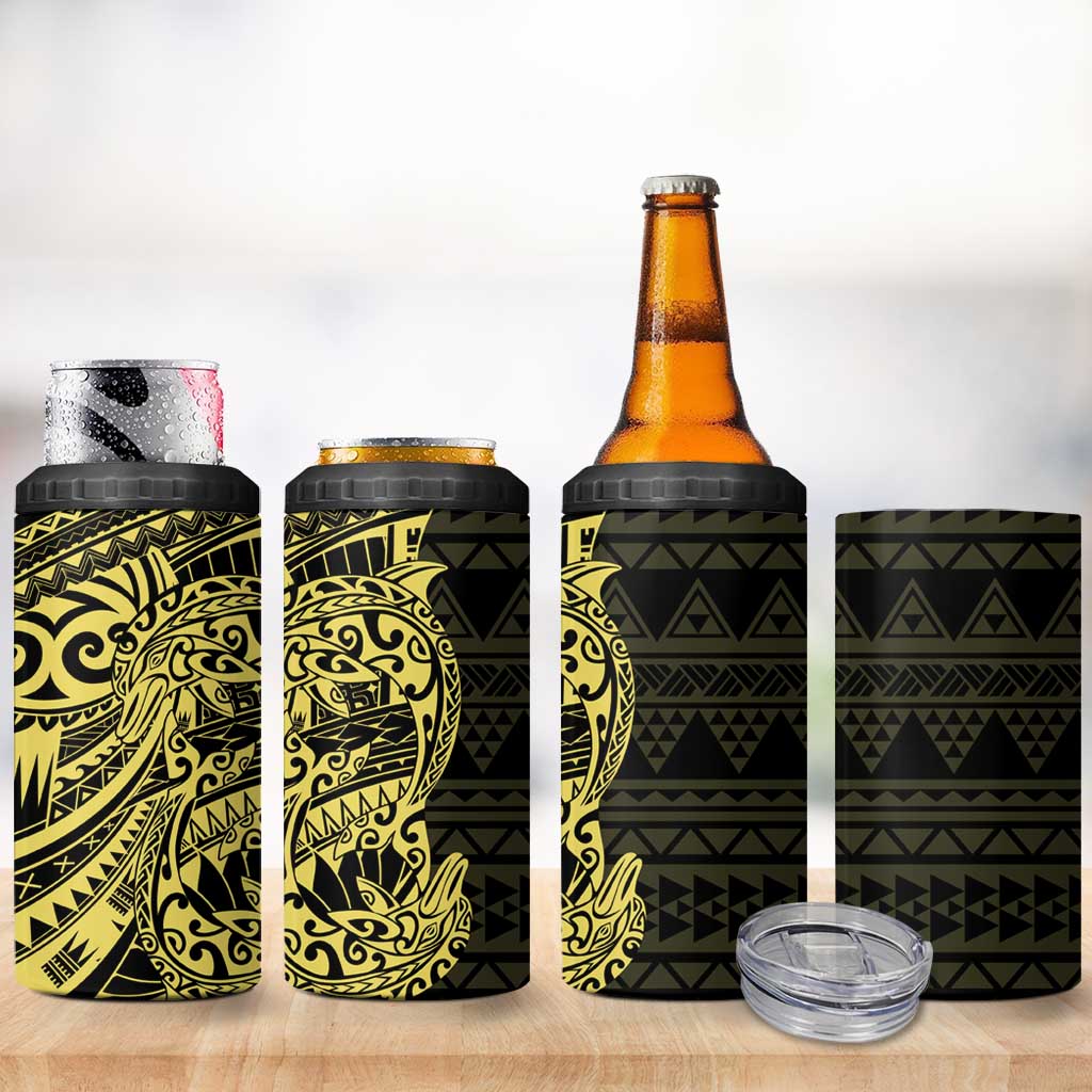 Yellow Couple Dolphins Maori Polynesian Style 4 in 1 Can Cooler Tumbler LT9 - Polynesian Pride
