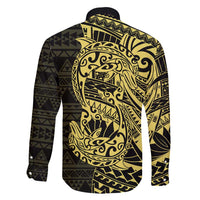 Yellow Couple Dolphins Maori Polynesian Style Family Matching Long Sleeve Bodycon Dress and Hawaiian Shirt LT9 - Polynesian Pride