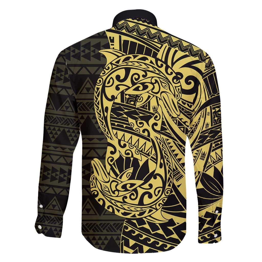 Yellow Couple Dolphins Maori Polynesian Style Family Matching Puletasi and Hawaiian Shirt LT9 - Polynesian Pride