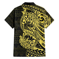 Yellow Couple Dolphins Maori Polynesian Style Family Matching Short Sleeve Bodycon Dress and Hawaiian Shirt LT9 - Polynesian Pride