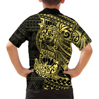Yellow Couple Dolphins Maori Polynesian Style Kid Hawaiian Shirt LT9 - Polynesian Pride
